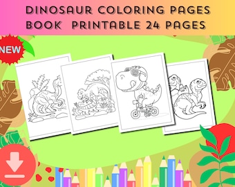 Dinosaur Coloring Book | Printable Dino Activity Pages | Kids Digital Download | Prehistoric Fun