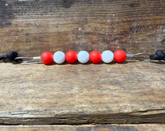 Silicone Bead Curb Strap Red & White