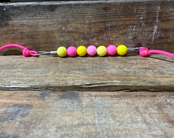 Silicone Bead Curb Strap Yellow & Pink