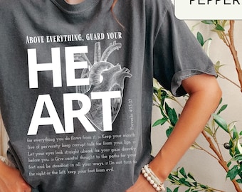 Guard Your Heart Christian T-shirt, Proverbs 4:23, Modern Design