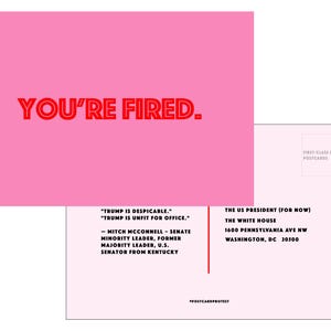 Postal imprimible 'Estás despedido' con Mitch McConnell: ¡es una protesta de postales!