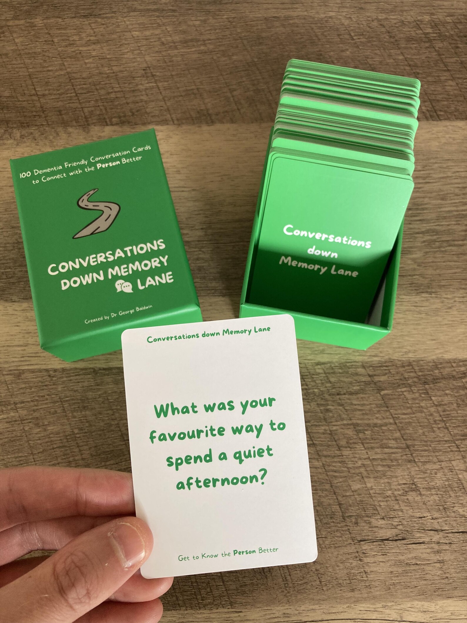 Conversations down Memory Lane - 100 Dementia Friendly Conversation Cards to Connect with the Person Better created by Dr George Baldwin
