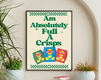 Impresión "Amo Absolutamente Lleno" de patatas fritas / Arte mural con jerga escocesa divertida / Póster retro con cita gastronómica / A4 imprimible / Láminas escocesas / Lámina para cocina