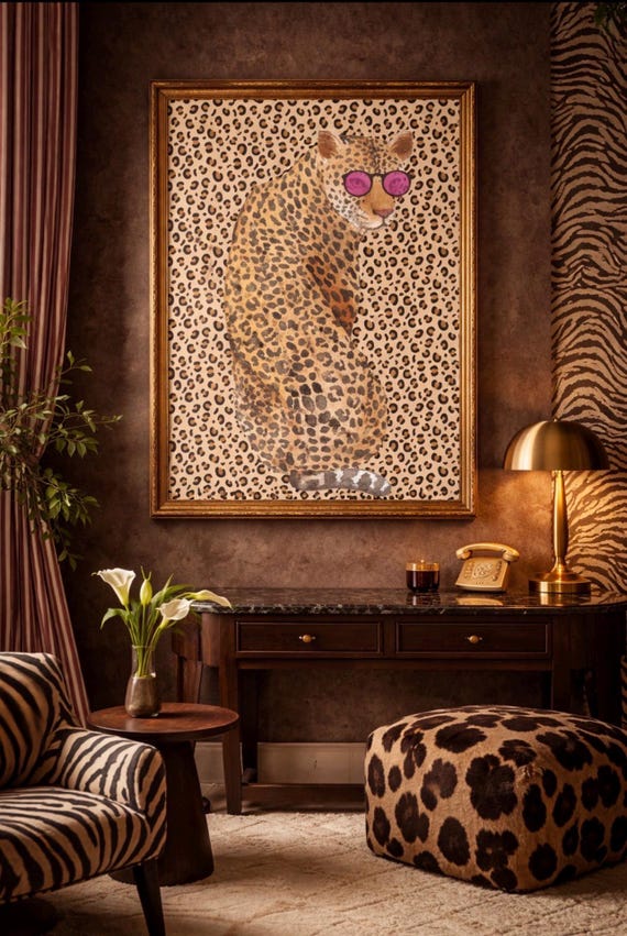 Stampa Su Tela Con Leopardo Vintage – Quadro Animali Selvatici Con Fiore E Corona – Decorazione Da Parete Per Soggiorno E Camera Da Letto – 40,6 X 61 Cm (Senza Cornice) - 5