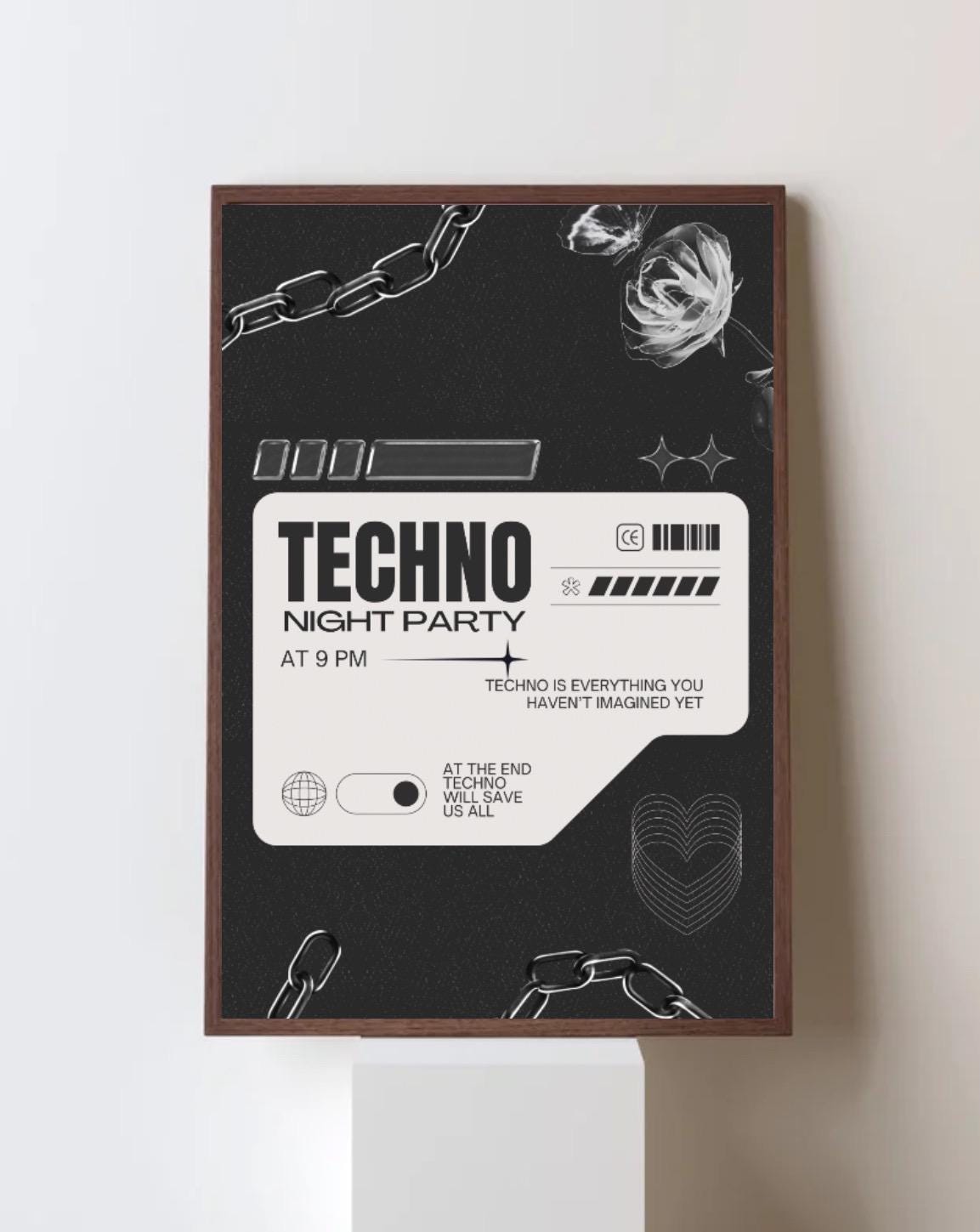 Techno Print | Rave Wall Art Poster | Electronic Music Decor