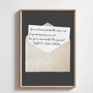 Oasis Rock ’n’ Roll Star Lyrics Print | Britpop Music Wall Art | Retro Lyric Poster | A4 | Home Decor | Prints