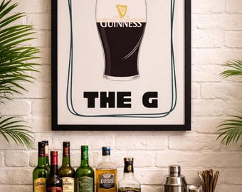 Split The G Print | Irish stout Pint Wall Art | Irish Pub / Home Bar Decor | Retro Beer Poster A4 Posted | Kitchen Interiors | Quirky