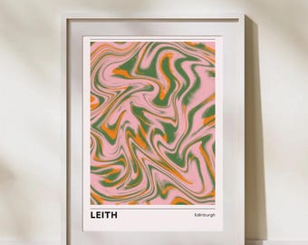 Edinburgh Abstract Art Print | Modern Scotland Wall Art | City Area Poster | A4 Posted Print | Leith | Home Decor | Personalised Gift