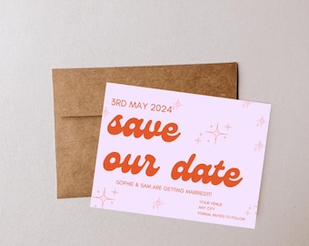 Save The Date Card -  A5 A6 | Save The Date Card - Retro Save The Date Card - Simple Save The Date Card - Wedding Invitation - Invites
