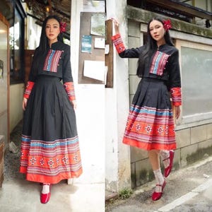 Vintage Lanna TRADITIONAL CLOTHES SET - Tribal Costume Set - Tribe Dress - Thai Lanna Dress - Thai Dress Set