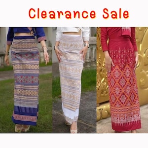 Clearance Sale – Handmade Cotton skirt, Thai Salong, Adjustable Waist 26–34 inches, Multiple Patterns Available