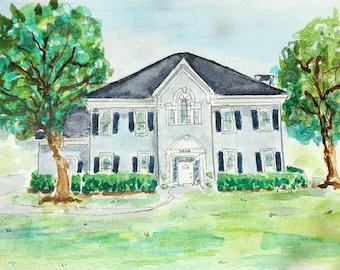 Custom Watercolor Home Painting | Hand-Painted Keepsake | Realtor Closing Gift (5x7)