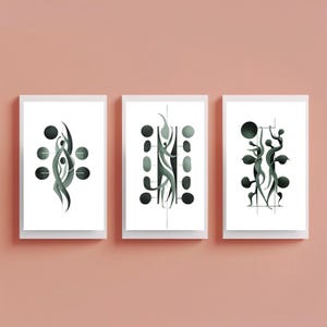 Minimalist Abstract Dance Posters, Set of 3 - Fluid Figure Art Prints - Modern Home Décor Gift - Instant Download AI Art