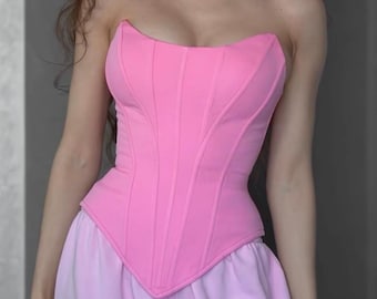 Fancy pink corset top wear, bridal corset outfit, minimalist wedding corset top, luxury corset top women