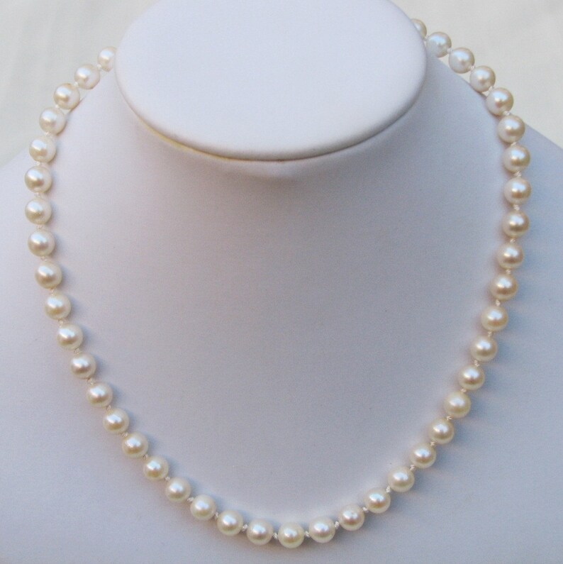 Cream Pearl Necklace with White Gold Lobster Clasp Etsy