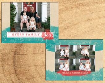 Joy, Christmas, Printable Holiday Card, Christmas Photo Card, DIY Design, photo card, family card, christmas card template