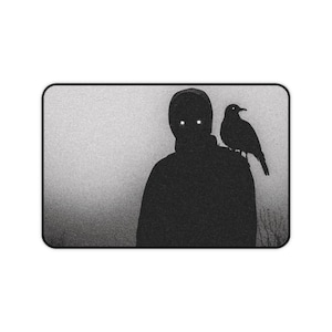 Mystical Raven Desk Mat - Dark Aesthetic Office Decor, Gothic Gaming Stationery, Unique Home Office Accessories, Halloween Gift, Creative
