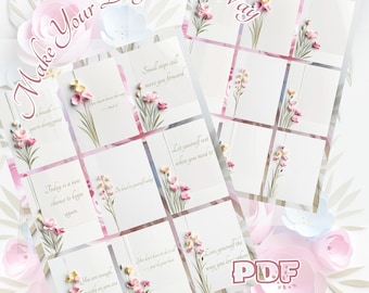 Printable Floral Affirmation Cards: Daily Kindness Notes (PDF)