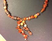 Sunstone and carnelian chip and bead necklace