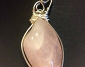 Rose Quartz Silver Wrapped Pendant