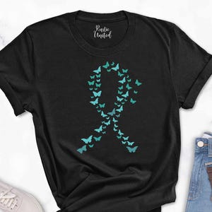 Ovarian Cancer Awareness Shirt, Ovarian Shirt For Women, Butterfly Shirt, Ovarian Cancer Gift, Ovarian Fighter Shirt, Ovarian Survivor Tee