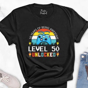 Funny 50th Birthday Gift Shirt, 1973 Birthday Tee, Level 50 Unlocked, Funny Saying 50th Birthday Party  T-shirt, 50th Birthday Gift For Men