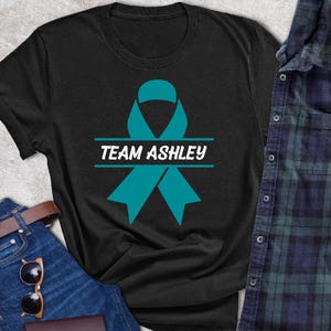 Ovarian Cancer Gift, Ovarian Cancer Support Shirt, Custom Cancer Shirt, Cancer Family Shirt, Ovarian Cancer Ribbon Shirt, Fight Cancer Tee