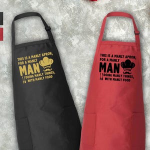 Funny Apron For Men, Chef Apron, Funny Dad Apron, Custom Apron, Father&#39;s Day Apron, Husband Gift Apron, Apron With Pocket, Manly Apron