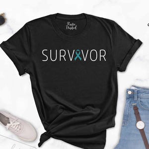 Ovarian Cancer Survivor Shirt, Ovarian Cancer Gift, Ovarian Cancer Shirt, Ovarian Awareness Shirt, Ovarian Cancer Ribbon T-shirt