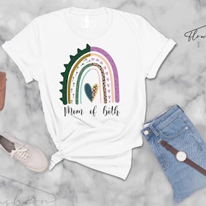 Mom Of Both Shirt,Rainbow Mom Life Tee With Leopard And Camo Print,Mama Of Boy And Girl Shirt,Cute Gift For Mom,Motherhood Graphic T Shirt