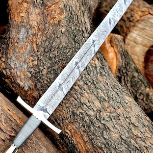 Handmade Damascus Short Sword – 22” Viking-Style Master Sword | Perfect Gift for Him