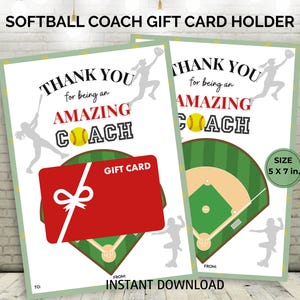Portatarjetas de agradecimiento para entrenador de sóftbol, regalo de fin de año para entrenador, regalo para entrenador de sóftbol, tarjeta de agradecimiento del equipo para entrenador, regalo de fin de temporada