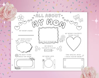 All About My Mom Printable Gift | Kids Mother&#39;s Day Activity | Mother&#39;s Day Teacher Resource | Mother&#39;s Day Gift | Mom Birthday Printable