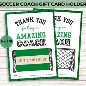 Soccer Coach Thank You Gift Card Holder, Printable Gift Card Holder, Coach Appreciation Card, Coach Thank You Card, End of Season Gift
