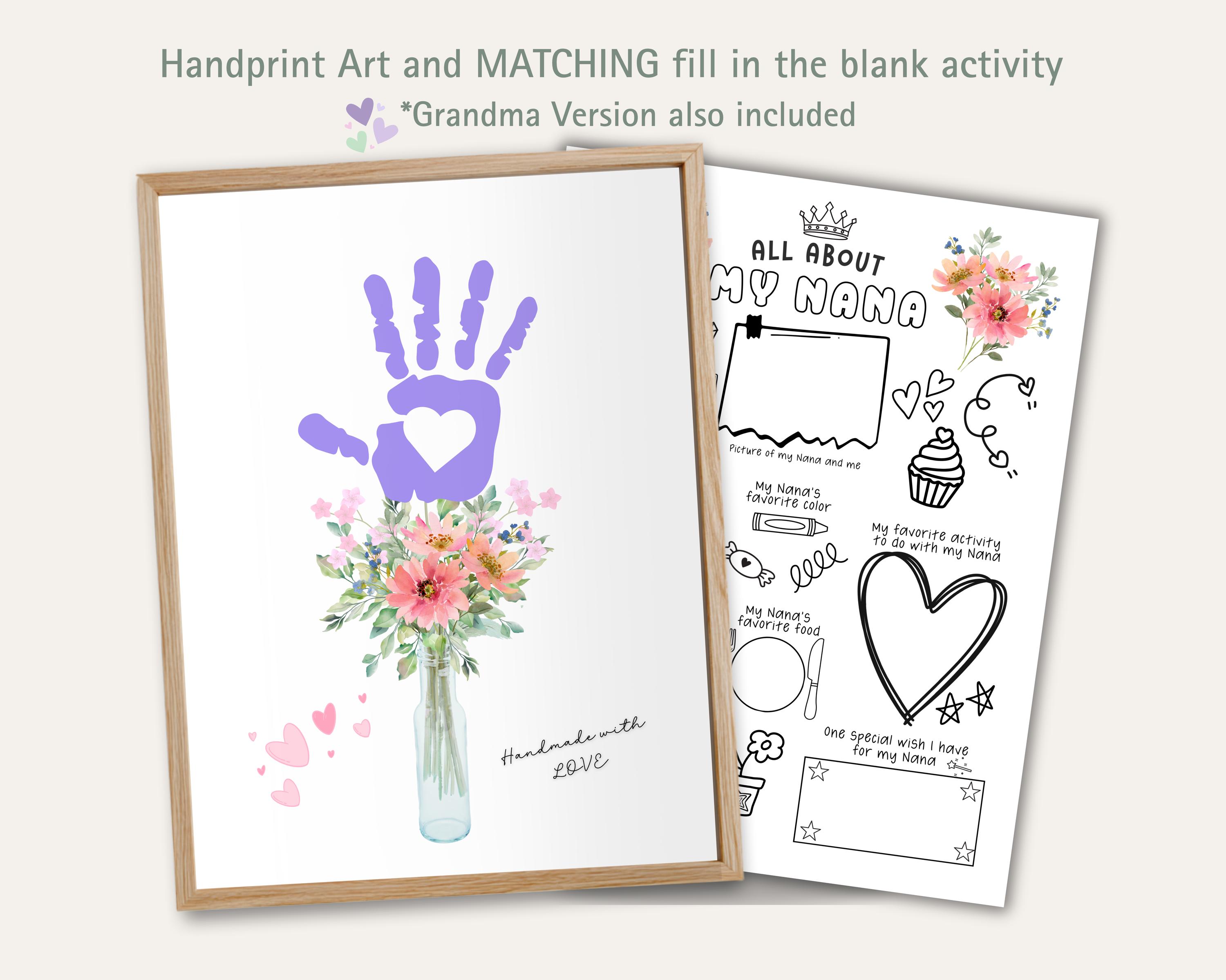 Nana Handprint Art, All About My Nana, Grandma Mother's Day Gift, All About My Grandma, Birthday Gift for Grandma, Birthday Gift for Nana