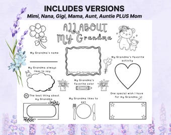 All About My Grandma Printable, Mother&#39;s Day Activity, Best Aunt Ever Printable, Mother&#39;s Day Teacher Resource, All about My Mom