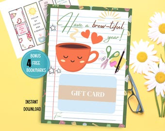 Back to School Teacher Gift Card Holder, Meet The Teacher Gift, 1st Day of School, Welcome Back Card, Coffee Card Holder, Coffee gift tag