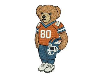 Denver Football Bear Embroidery Design – Sports Fan Gear (Digital Stitch File)