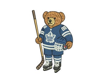 Toronto Inspired Hockey Bear Embroidery Design | Machine File