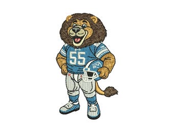 Football Lion Embroidery Design