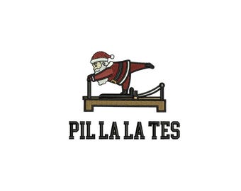 Pilates Christmas Embroidery Design • Santa Fitness File • Instant Digital Download