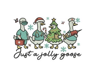 Holiday Nurse Goose Embroidery – Jolly Goose Christmas Design