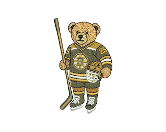 Sports Hockey Bear Embroidery (Boston Bruins inspired)