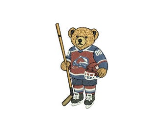 5. Hockey Night Bear | Avalanche Inspired Teddy | Cozy Sports Decor | Gift for Hockey Fans