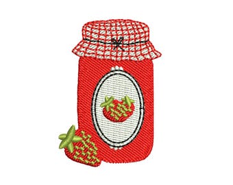 Strawberry Jam Machine Embroidery Pattern, Cottagecore Design (Digital File)