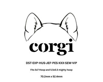 Cute Corgi Embroidery Design – Puppy Machine File (Digital Download)
