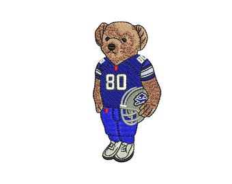 Lions Football Bear Embroidery Pattern | Instant Download PES DST EXP