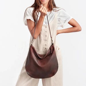 Vintage Style Leather Hobo Bag with Pockets, Women Shoulder Bag, Women Handbag, Crossbody Bag, Slouchy Hobo bag, Leather Tote, Gift for Her