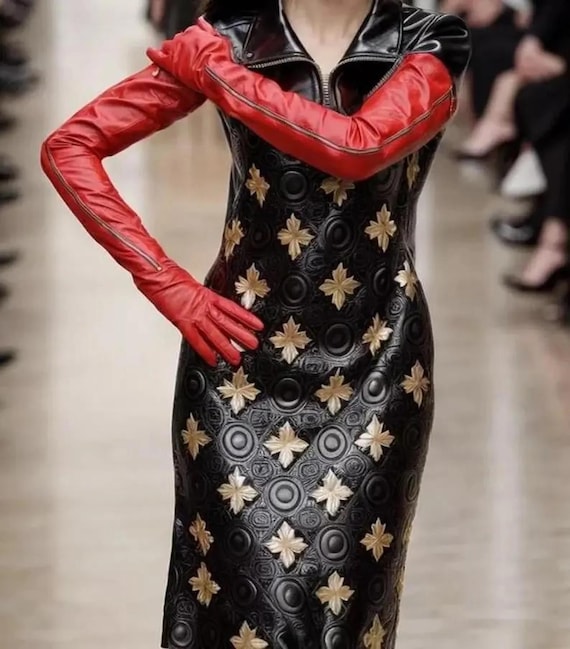 leather gloves dress Dents Womens Long Opera Length Leather Gloves in Black