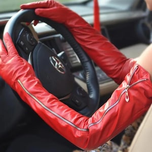 Women Elegant and Classic Long Leather Gloves, Women Winter Gloves, Fashion Gloves, Evening Gloves,Driving Gloves,Gift for Wife,Gift for Her